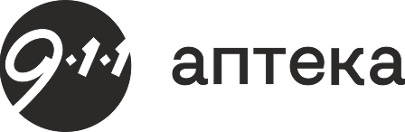 Logo showing stylized number 911 inside a circle followed by the Cyrillic word аптека.