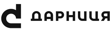 Logo with stylized letter D and Cyrillic text Дарниця.