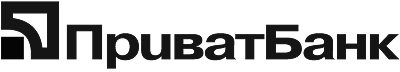 PrivatBank logo with a stylized black icon and Cyrillic text.