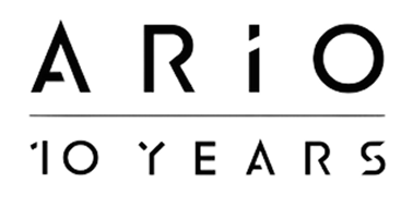 Ario logo with a line below and text reading 10 years.