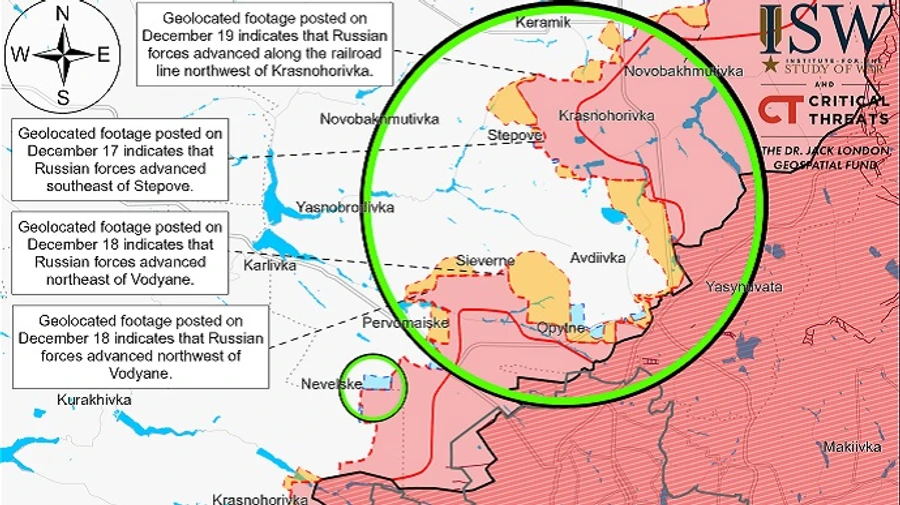 ISW observes Russian troops advancing on northwestern flank of Avdiivka