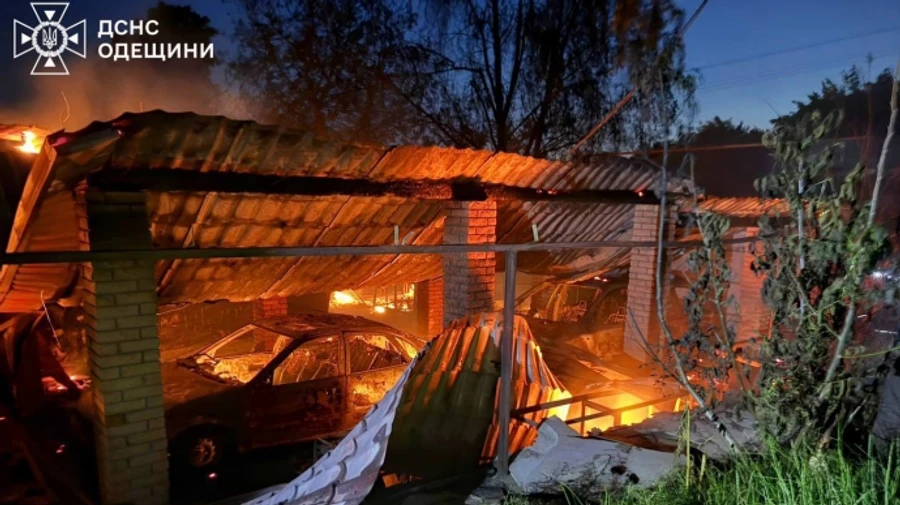 Russian drone attack on Odesa Oblast leaves three injured and houses damaged as fires rage – photos