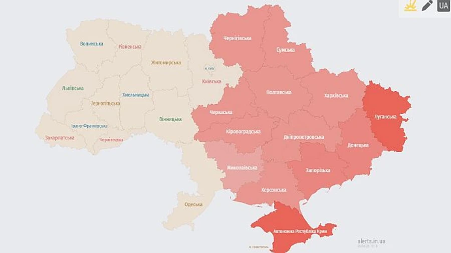 Air-raid warning in half of Ukraine due to Russian ballistic missile threat