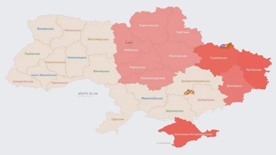 Из-за ракетной опасности в Киеве и ряде областей объявляли воздушную тревогу