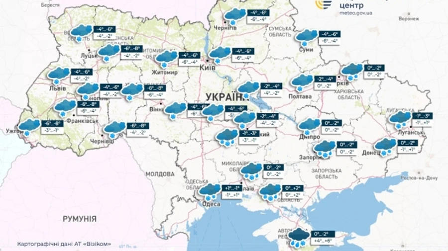 В суботу в Україні сніжитиме
