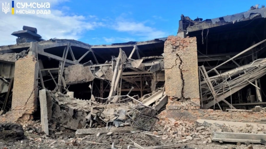 Russian missile strikes industrial facility in Sumy, killing two and injuring nine civilians