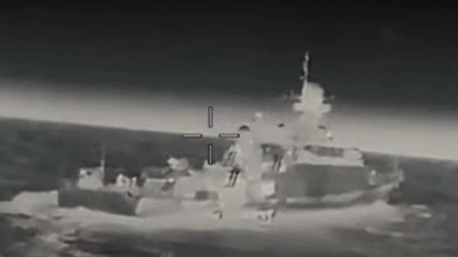 Ukrainian intelligence hits Russian cruise missile carrier in Azov Sea – video