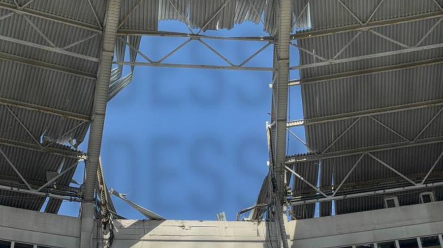 Russian strike blows hole in roof of Chornomorets stadium in Odesa