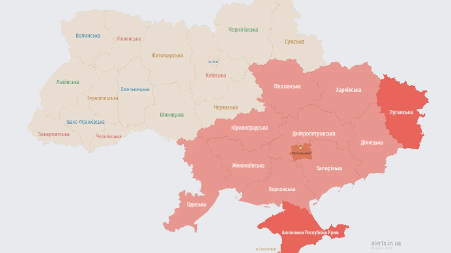 По Украине распространялась масштабная воздушная тревога
