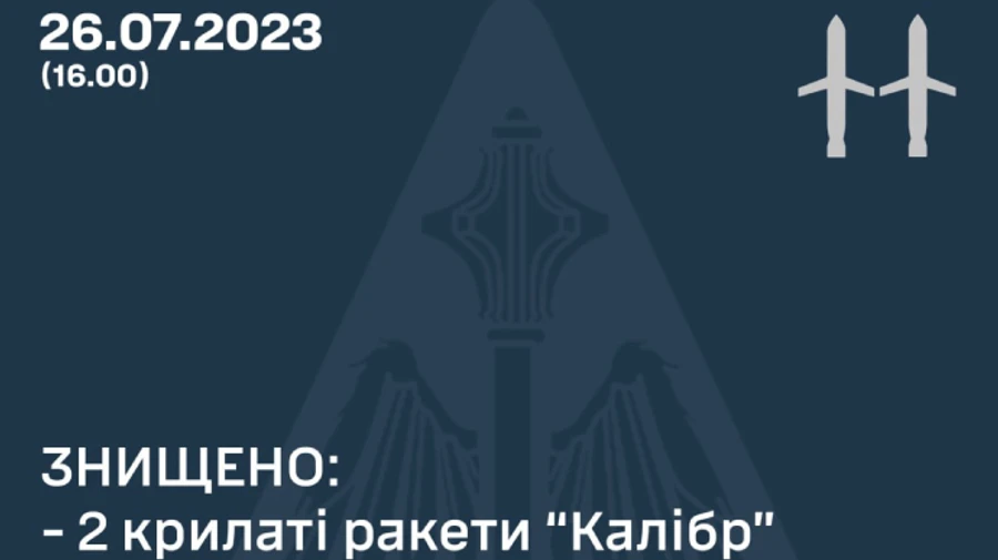 Українська ППО знищила два Калібри вдень 26 липня