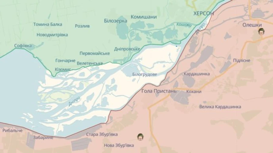 All islands in Kherson Oblast in grey area