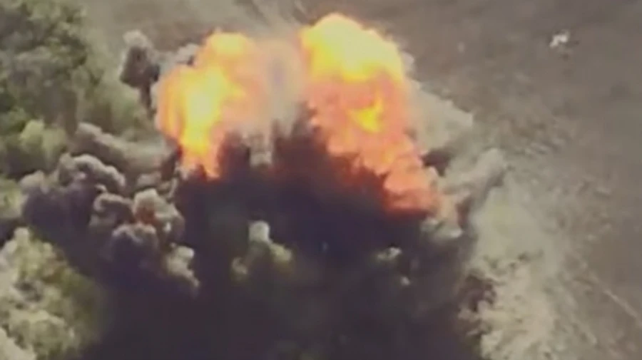 Ukrainian forces destroy anti-tank mine depot in Russia's Kursk Oblast – video