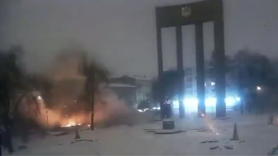 Russian drone hits playground in central Lviv – video