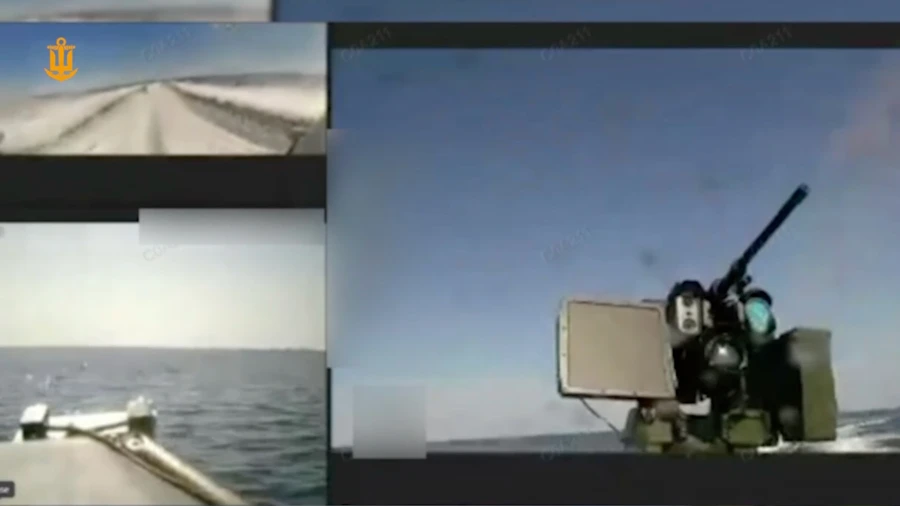 Ukrainian Navy destroys Russian Shahed with turret-equipped naval drone – video