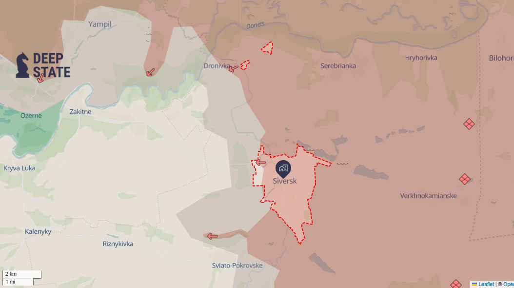 DeepState: Russian forces advance in Siversk, Donetsk Oblast