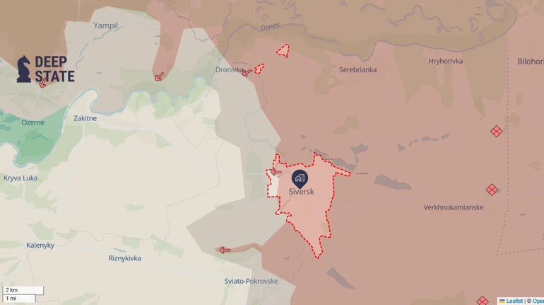DeepState: Russian forces advance in Siversk, Donetsk Oblast
