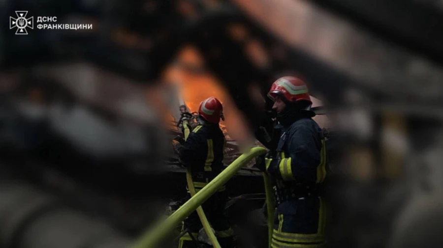 Critical infrastructure on fire in Ivano-Frankivsk Oblast after Russian strike