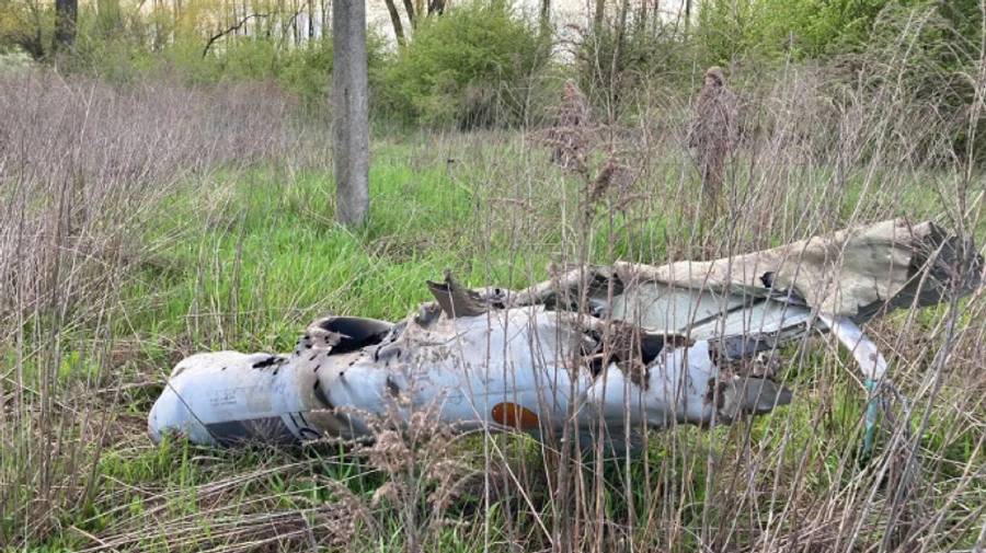 Police posts images of fragments of Russian missile downed in Kyiv Oblast
