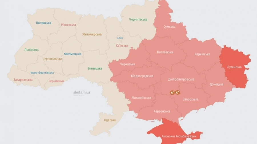 Air-raid warning issued in several oblasts due to threat of ballistic weapons use