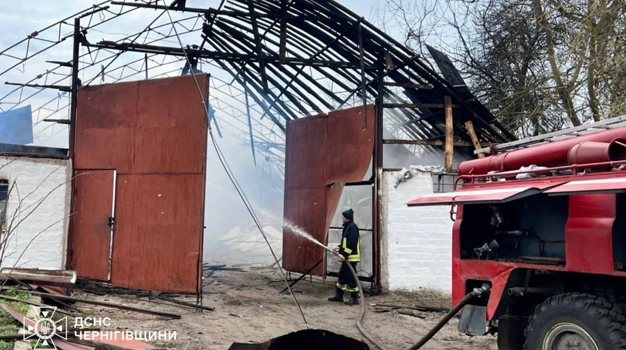 Russian drone attack destroys farm in Chernihiv Oblast