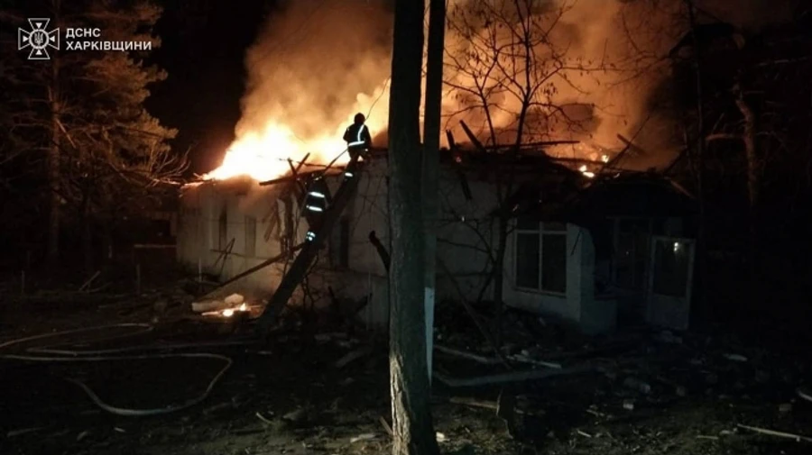 Russians strike State Emergency Service training ground in Kharkiv Oblast, causing fire – photo