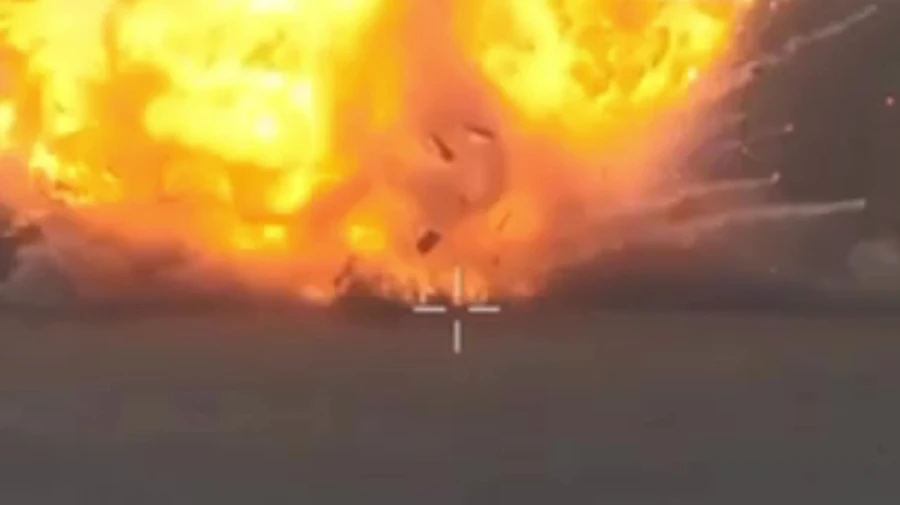 Ground Forces Commander shows FPV drone hitting Russian tank