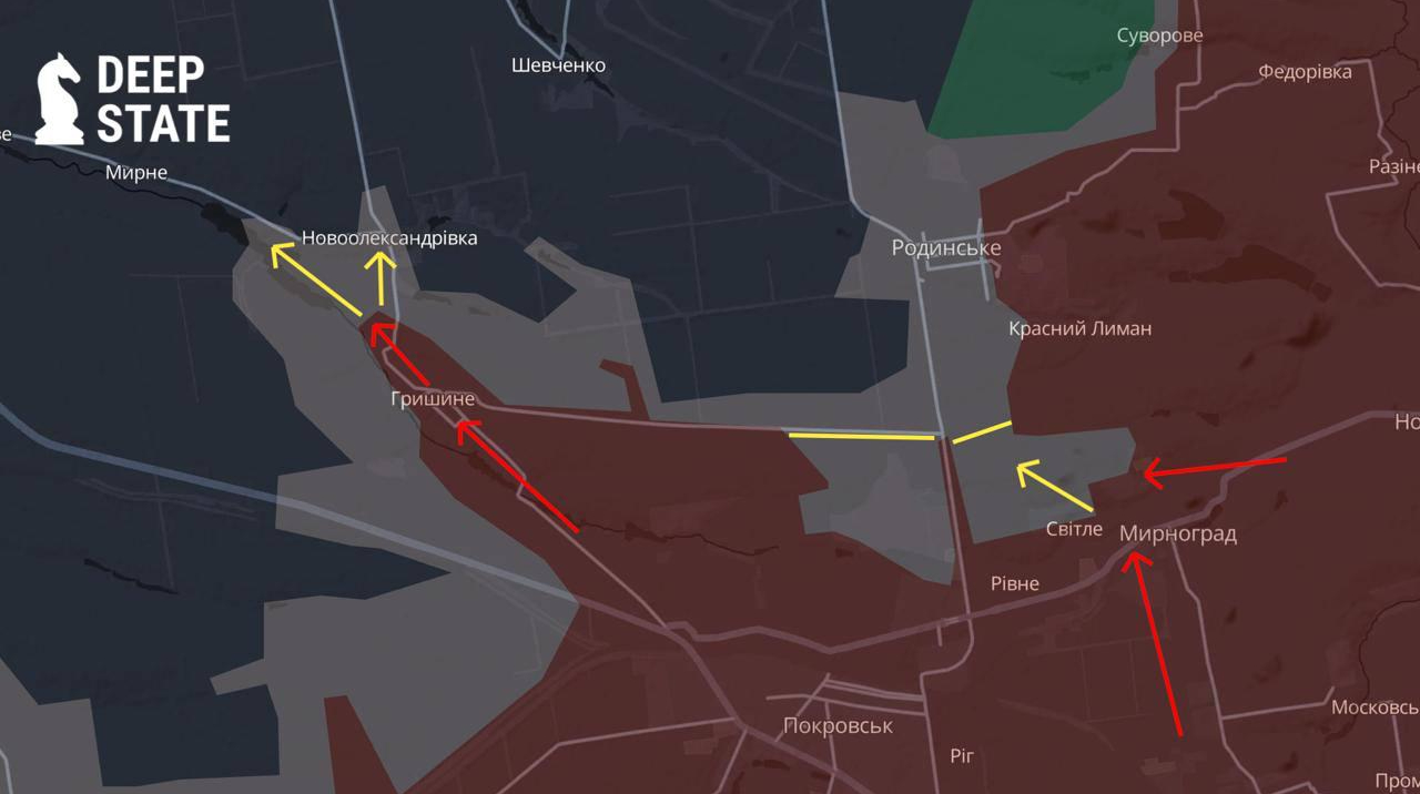 DeepState: РФ збирає піхоту та техніку на півдні Мирнограда