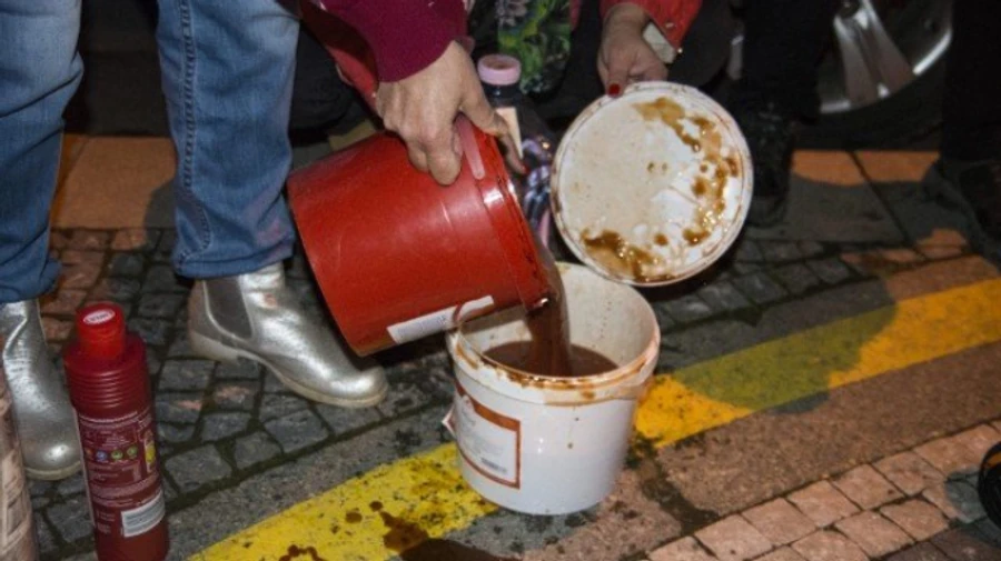 Российское консульство в Брно облили кетчупом