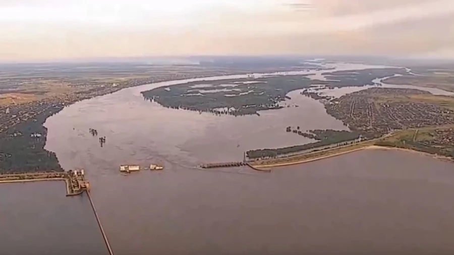 Border guards post video of aftermath on Kakhovka HPP from a birds-eye view