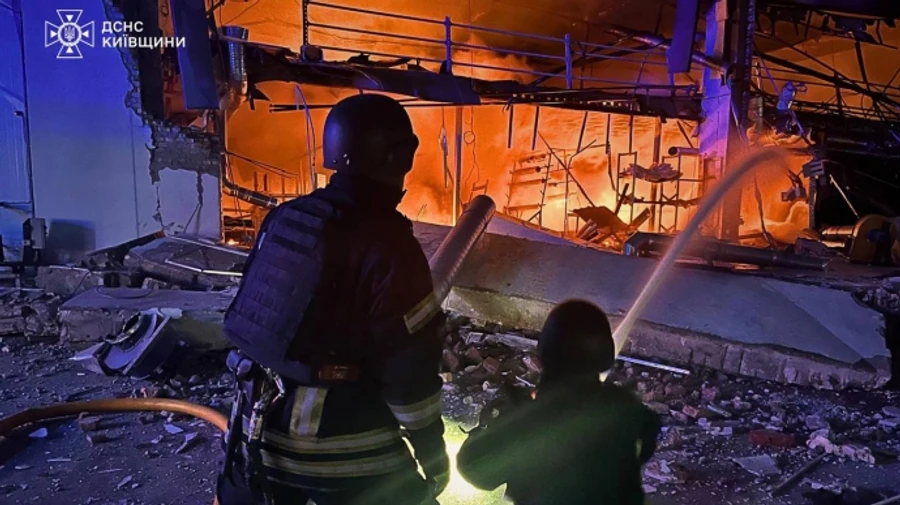 Russians attack Kyiv Oblast with drones and missiles at night, causing fire and damage – photos