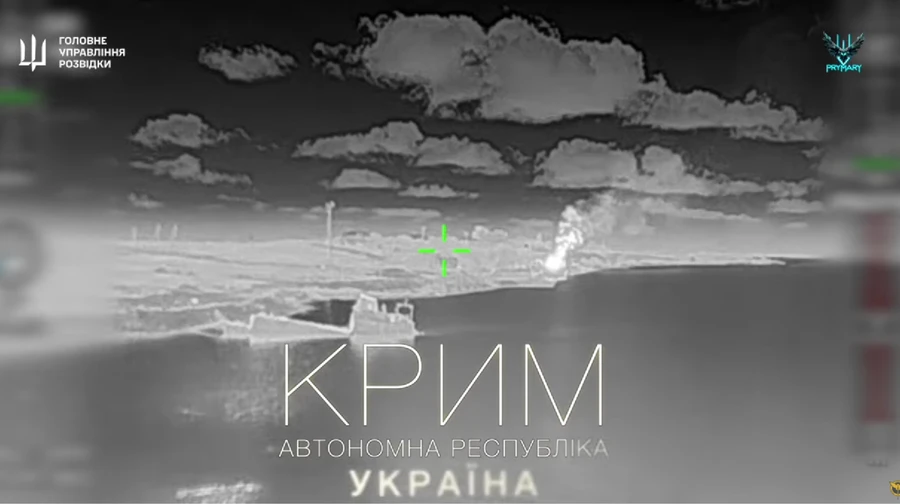 Defence Intelligence of Ukraine video shows Russian Ka-27 helicopter destroyed and air defences struck in Crimea