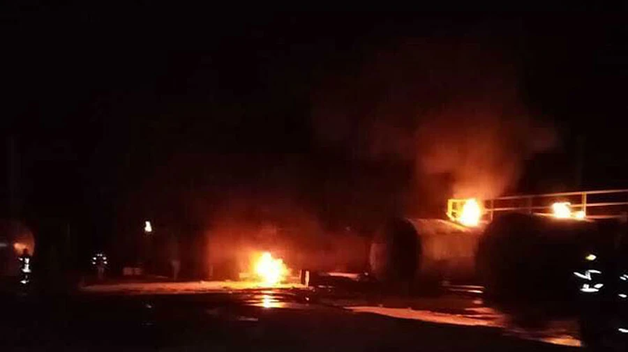 Oil depot ablaze near Orenburg in Russia