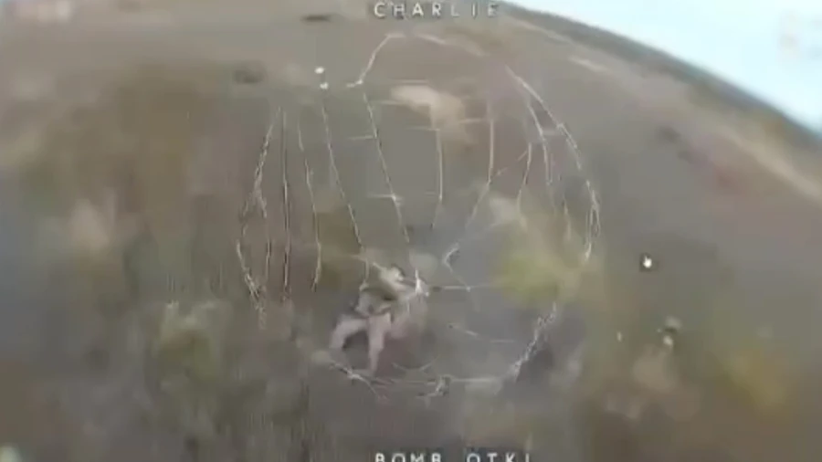 Ukrainian soldiers use drone-mounted net launcher to trap Russian soldier – video