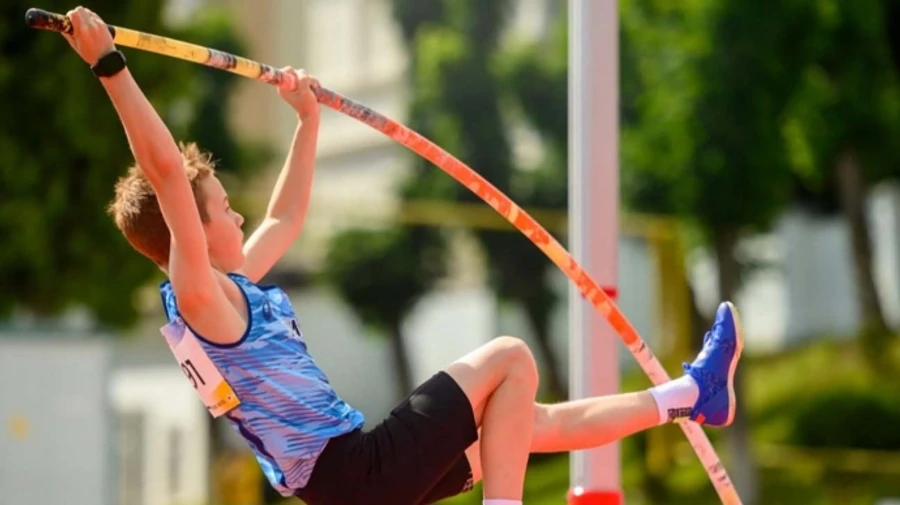 Ukrainian athlete, 12, beats Armand Duplantis's historic pole vault mark for his age – video