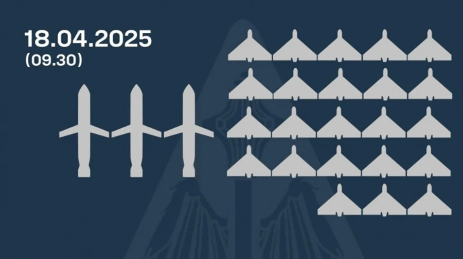 Воздушный бой1 18 апреля: ПВО сбила 3 Искандера и 23 ударных БпЛА