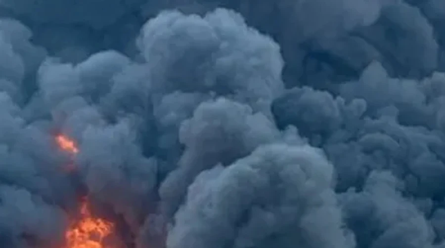 Russian attack on Lviv Oblast sets oil products on fire