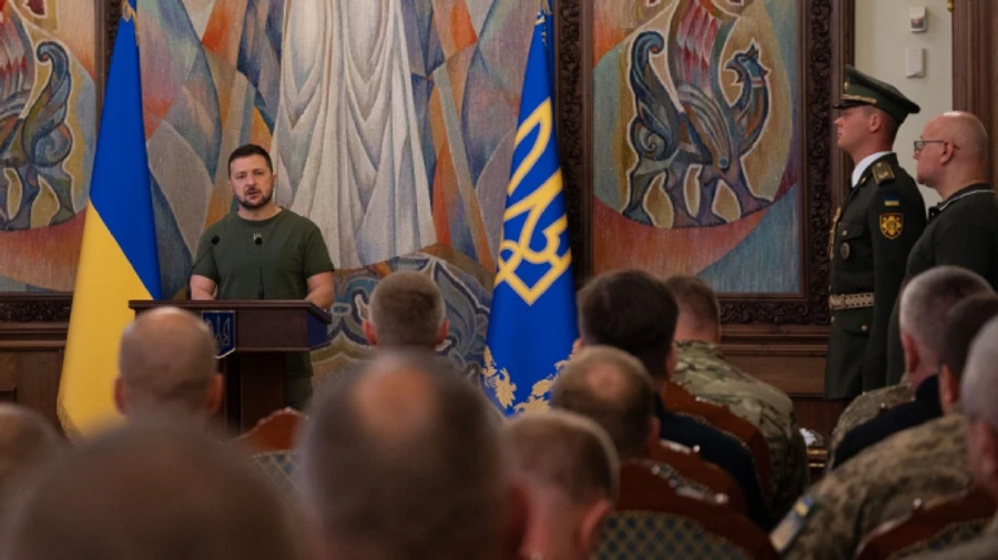 Zelenskyy presents generals' epaulettes to military and law enforcement officers