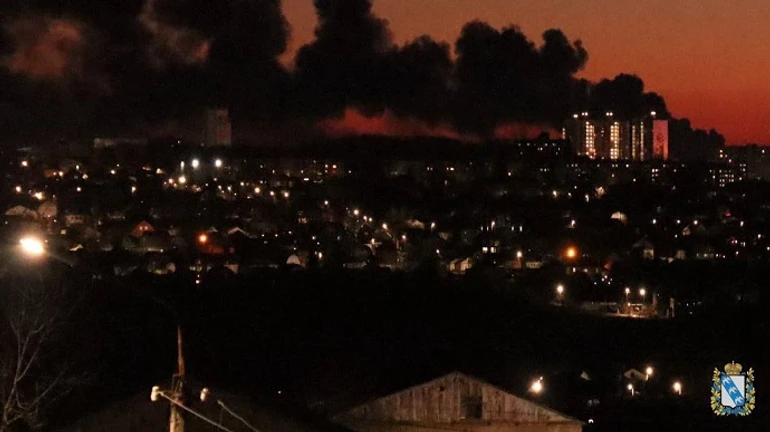 Fire at airfield in Kursk, Russia, authorities claim it is drone attack