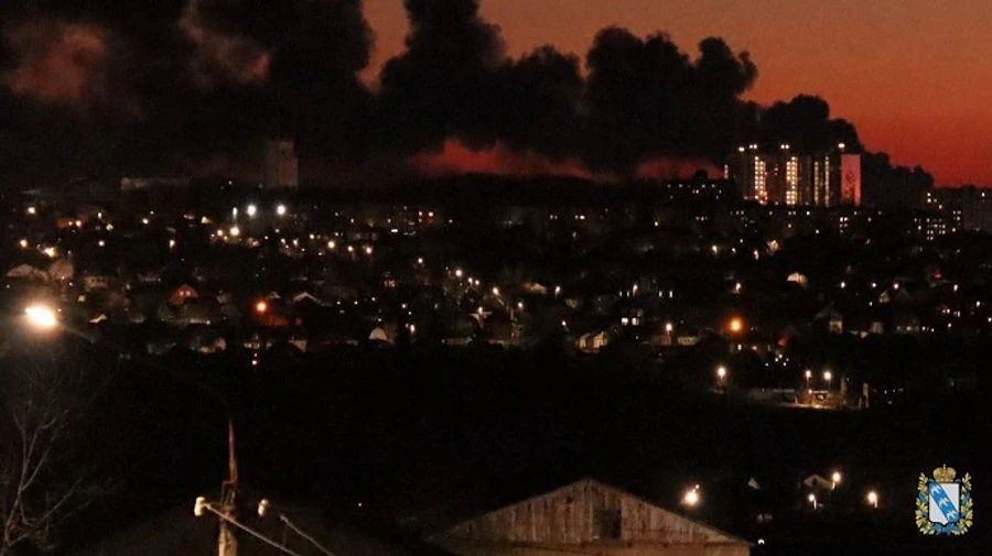Fire at airfield in Kursk, Russia, authorities claim it is drone attack