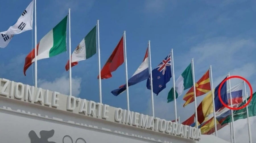 Ukraine's culture and foreign ministries demand removal of Russian flag at Venice Film Festival