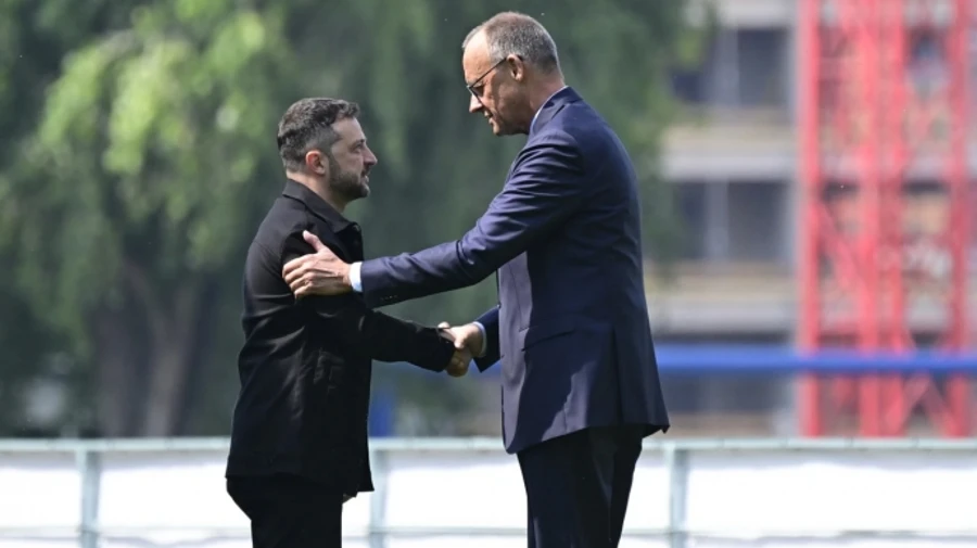 Germany's Merz welcomes Zelenskyy at his office in Berlin