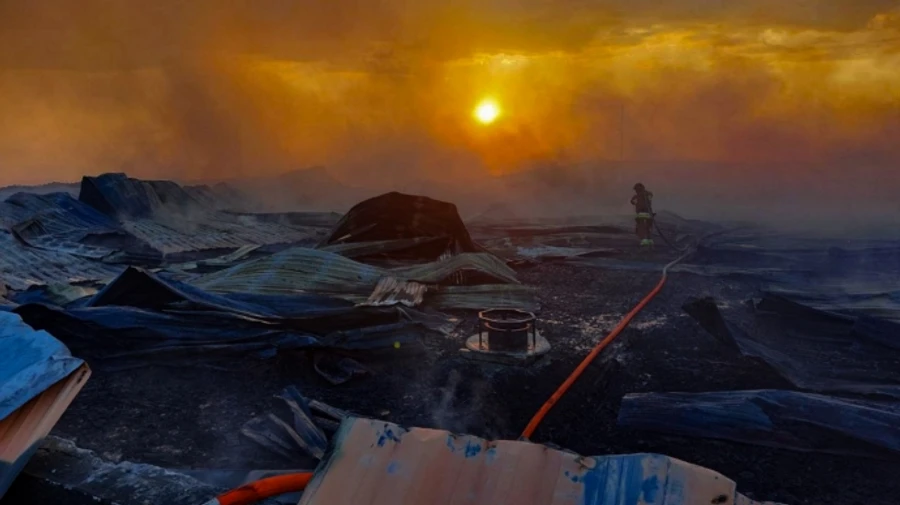 Russian UAV wreckage crashes, starts fire near Mykolaiv – video