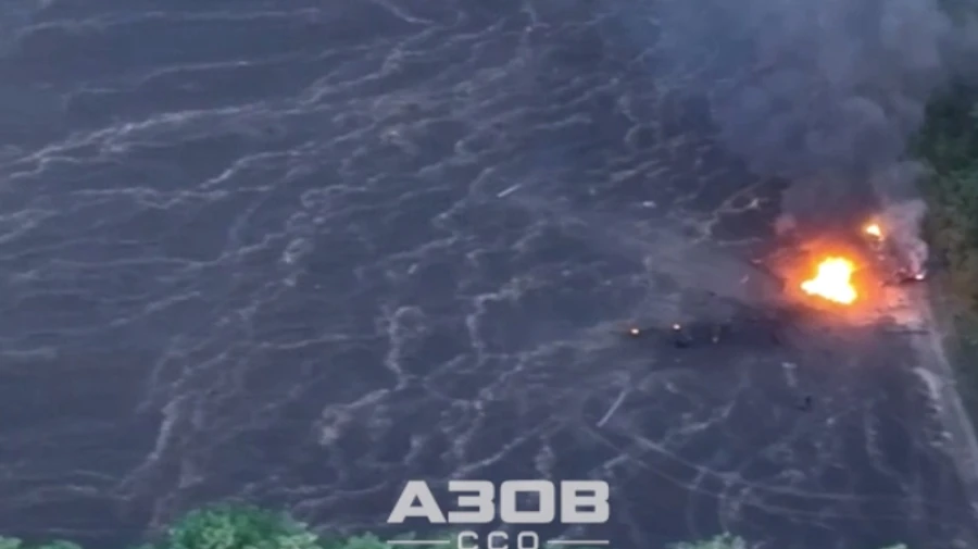 Azov Regiment soldiers share photos of two destroyed Russian BMP-3 infantry fighting vehicles