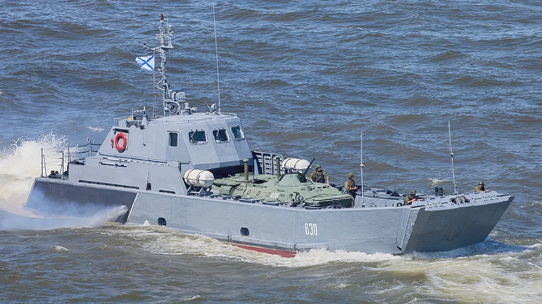 Ukrainian troops share video of Russian boat near Zmiinyi Island being destroyed