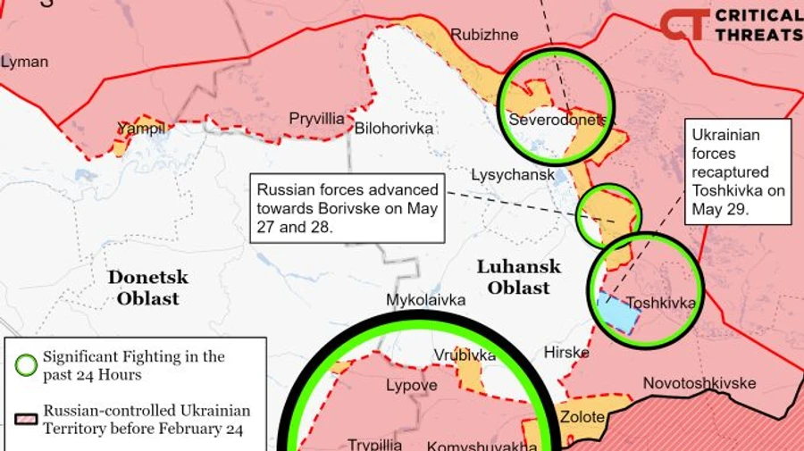 Luhansk Military Administration: Street fighting in Sievierodonetsk, main road between Lysychansk and Bakhmut under Russian fire