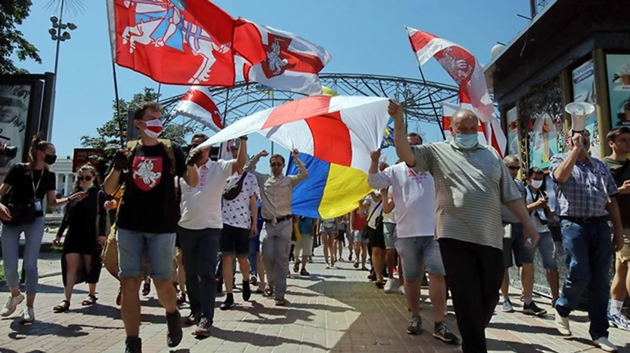 У центрі Києва мітингували за свободу Білорусі