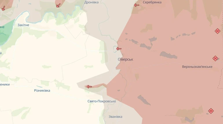 DeepState: Враг оккупировал Серебрянку и продвинулся в Северске и Переездном