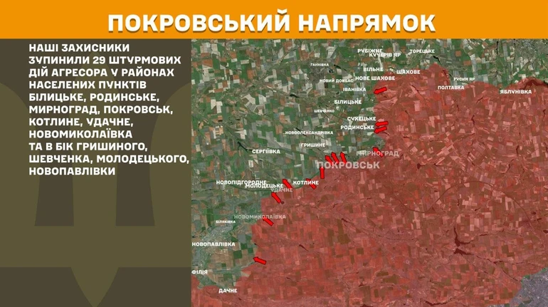 Россияне 29 раз штурмовали Покровское направление, всего на фронте произошло 134 боестолкновения