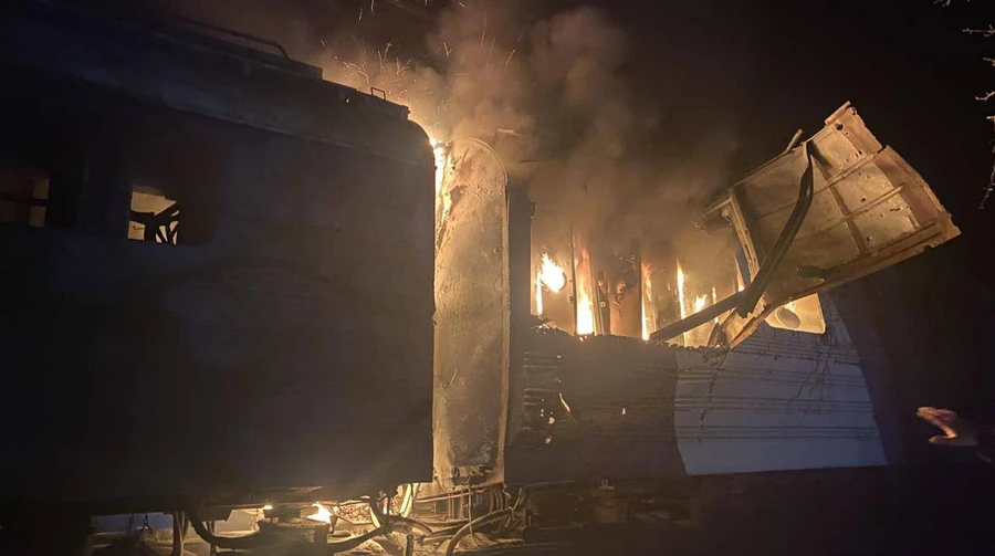 Train driver and his assistant injured in Russian drone attack on Kharkiv – photo