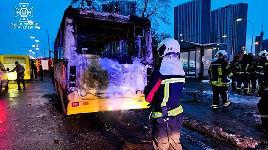 В Киеве сгорела маршрутка 